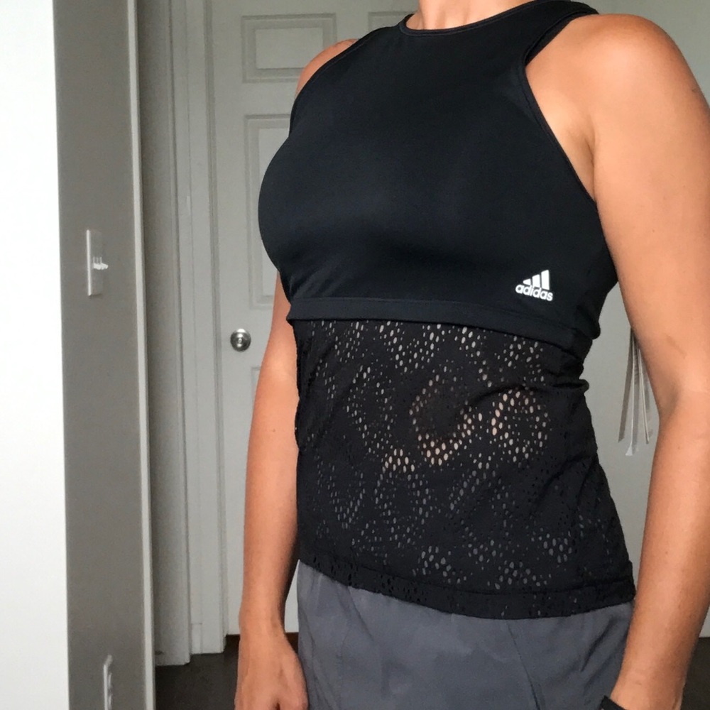 NWT Adidas Black Trainer Eyelet Tank Small
